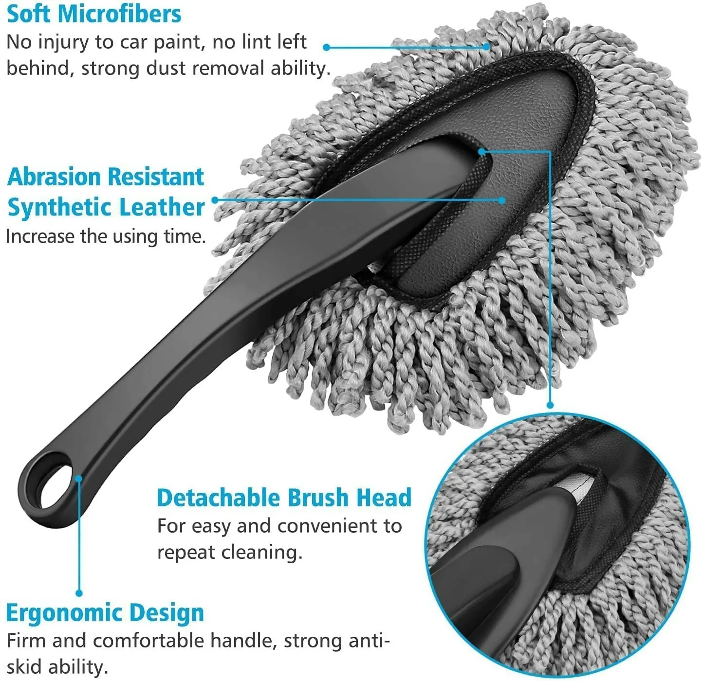 Microfiber Mini Car Cleaning Duster with Handle Detailing Brush for Car Interior & Exterior