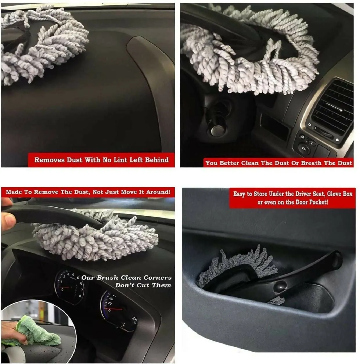 Microfiber Mini Car Cleaning Duster with Handle Detailing Brush for Car Interior & Exterior