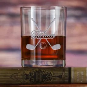 Monogram Engraved Golf Lover Whiskey Glass