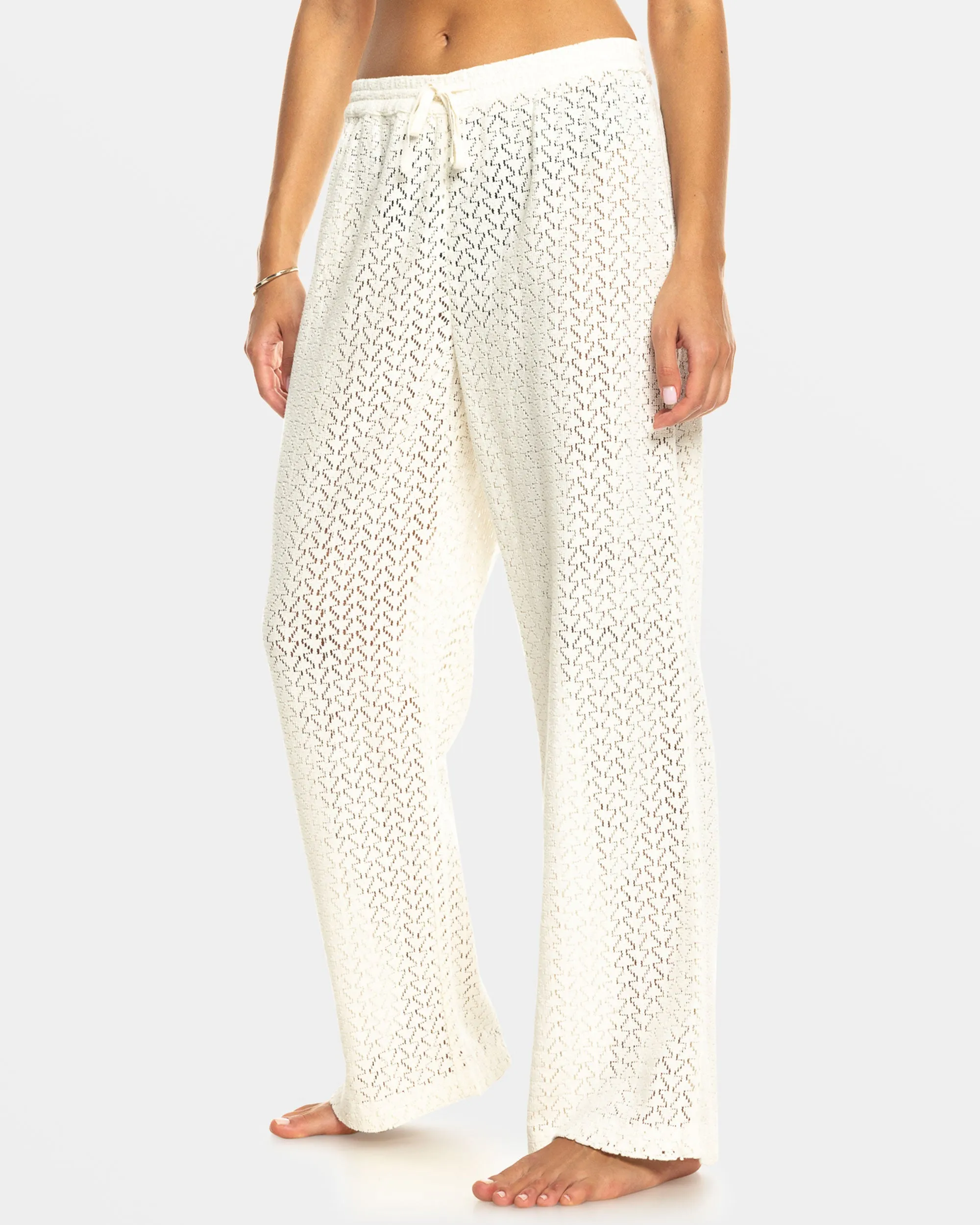 Mood Moving Crochet Beachy Pants - Egret