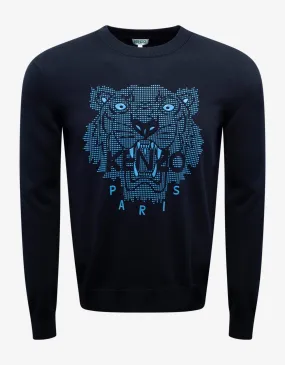 Navy Blue Rubber Tiger Head Sweater -