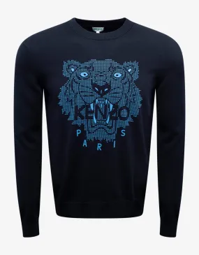 Navy Blue Rubber Tiger Head Sweater