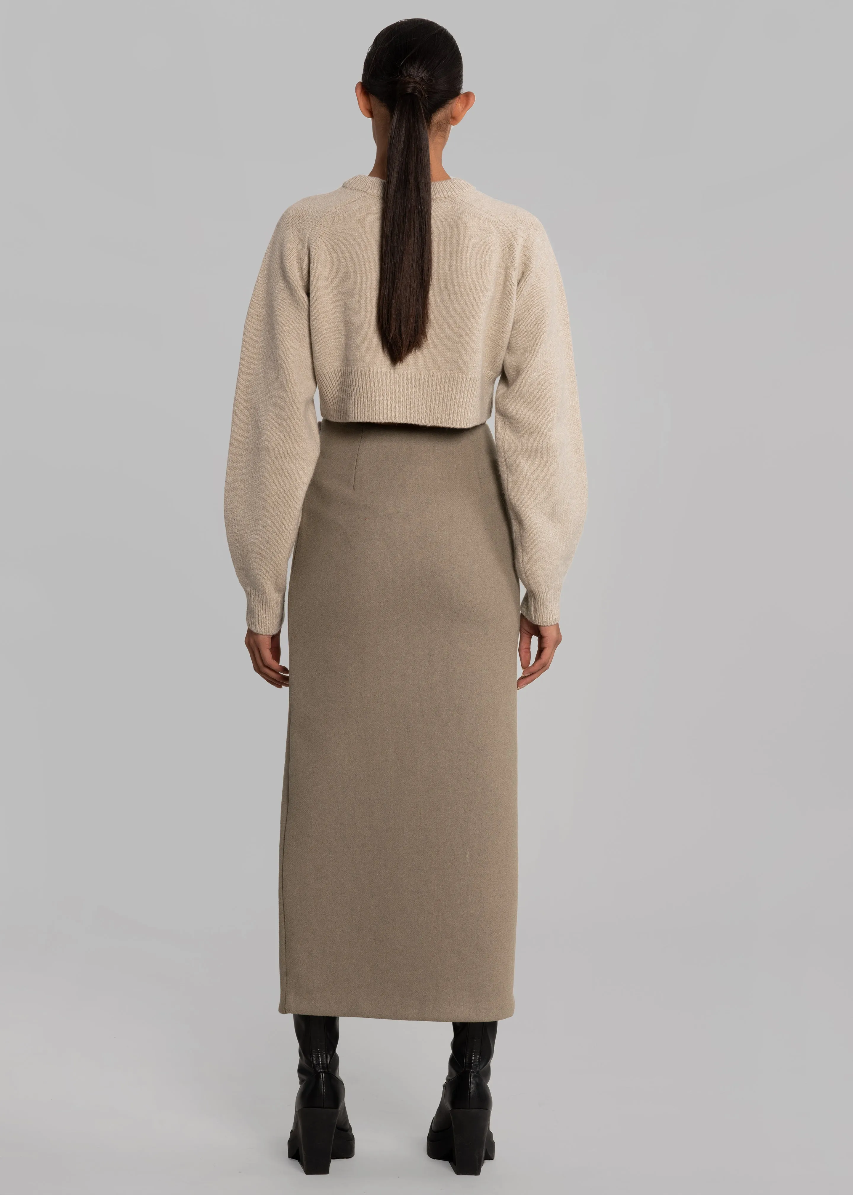 Neasi Wool-Blend Pencil Skirt - Taupe