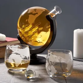 Oak & Steel - Globe Whiskey Decanter Set