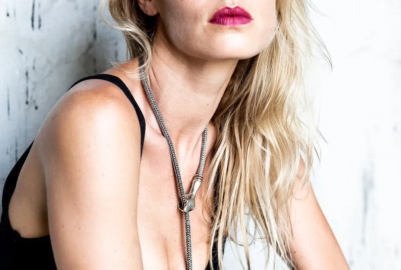 OUROBOROS Snake Lariat Unisex Necklace In Gold