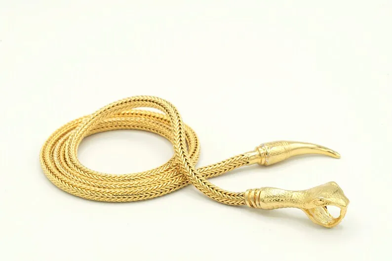 OUROBOROS Snake Lariat Unisex Necklace In Gold