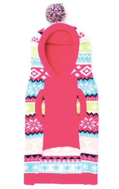 Pink Fairisle Hoodie Sweater
