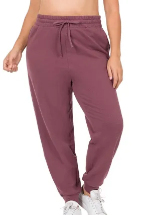 Plus Size French terry Jogger - Eggplant