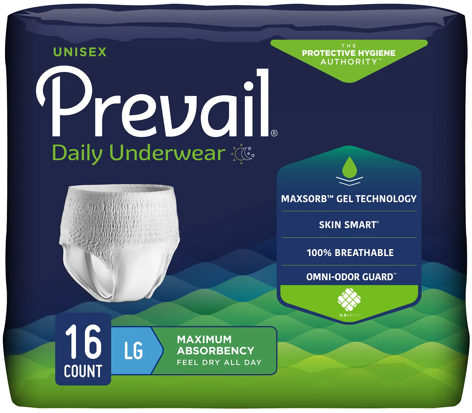 Prevail Unisex Daily Underwear, Maximum Absorbency, Pull On with Tear Away Seams