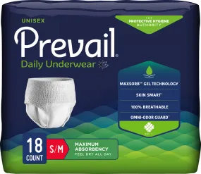Prevail Unisex Daily Underwear, Maximum Absorbency, Pull On with Tear Away Seams