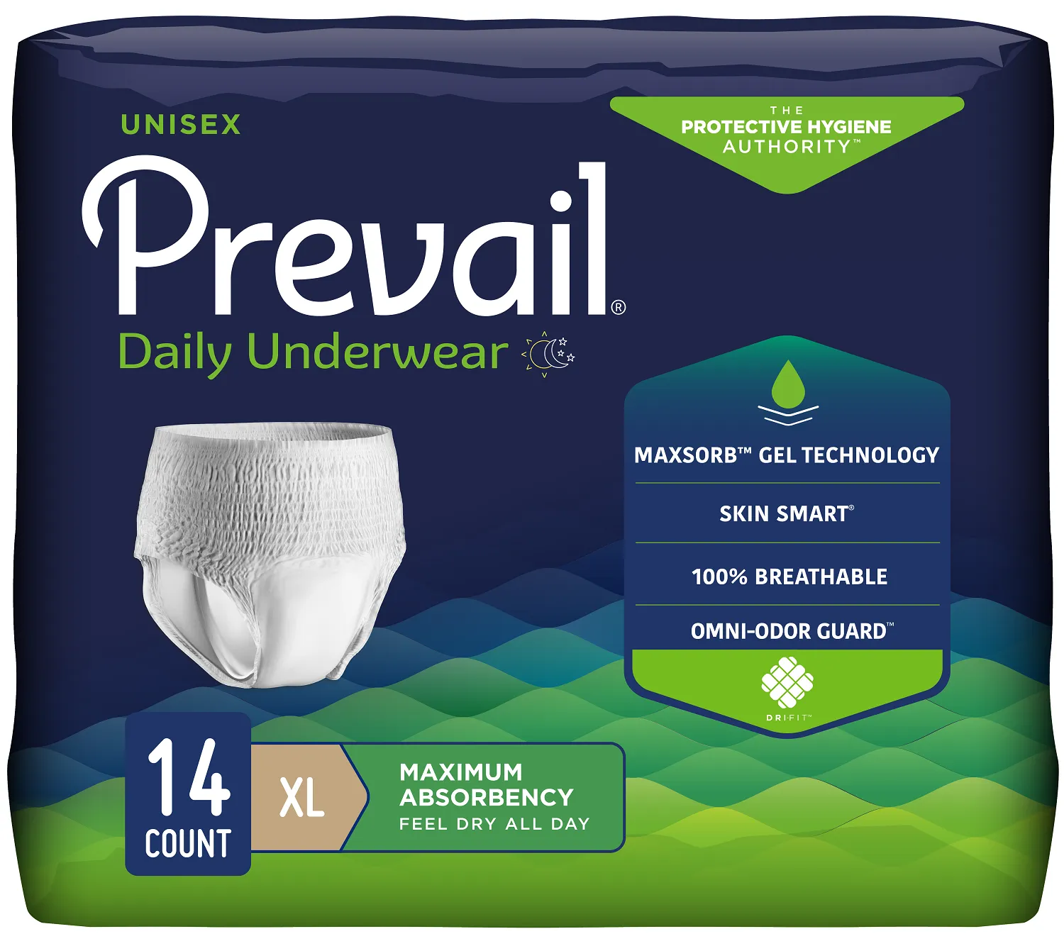 Prevail Unisex Daily Underwear, Maximum Absorbency, Pull On with Tear Away Seams
