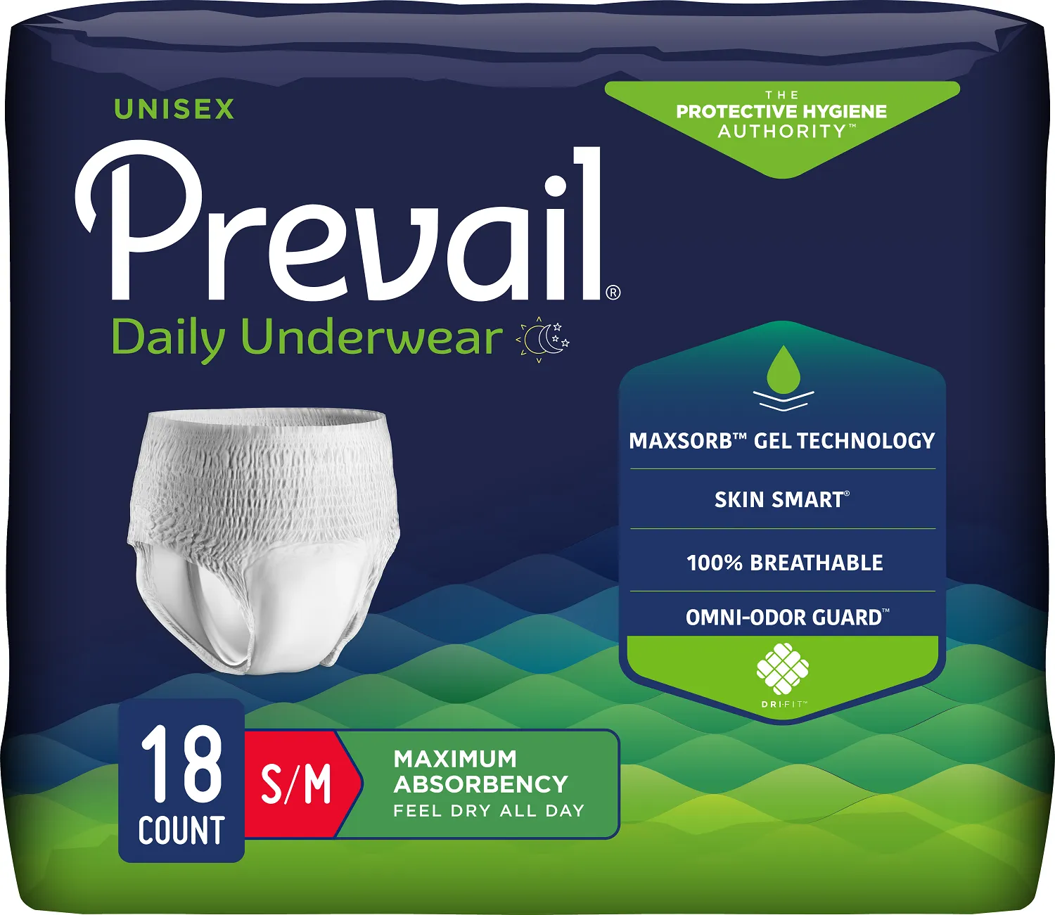 Prevail Unisex Daily Underwear, Maximum Absorbency, Pull On with Tear Away Seams
