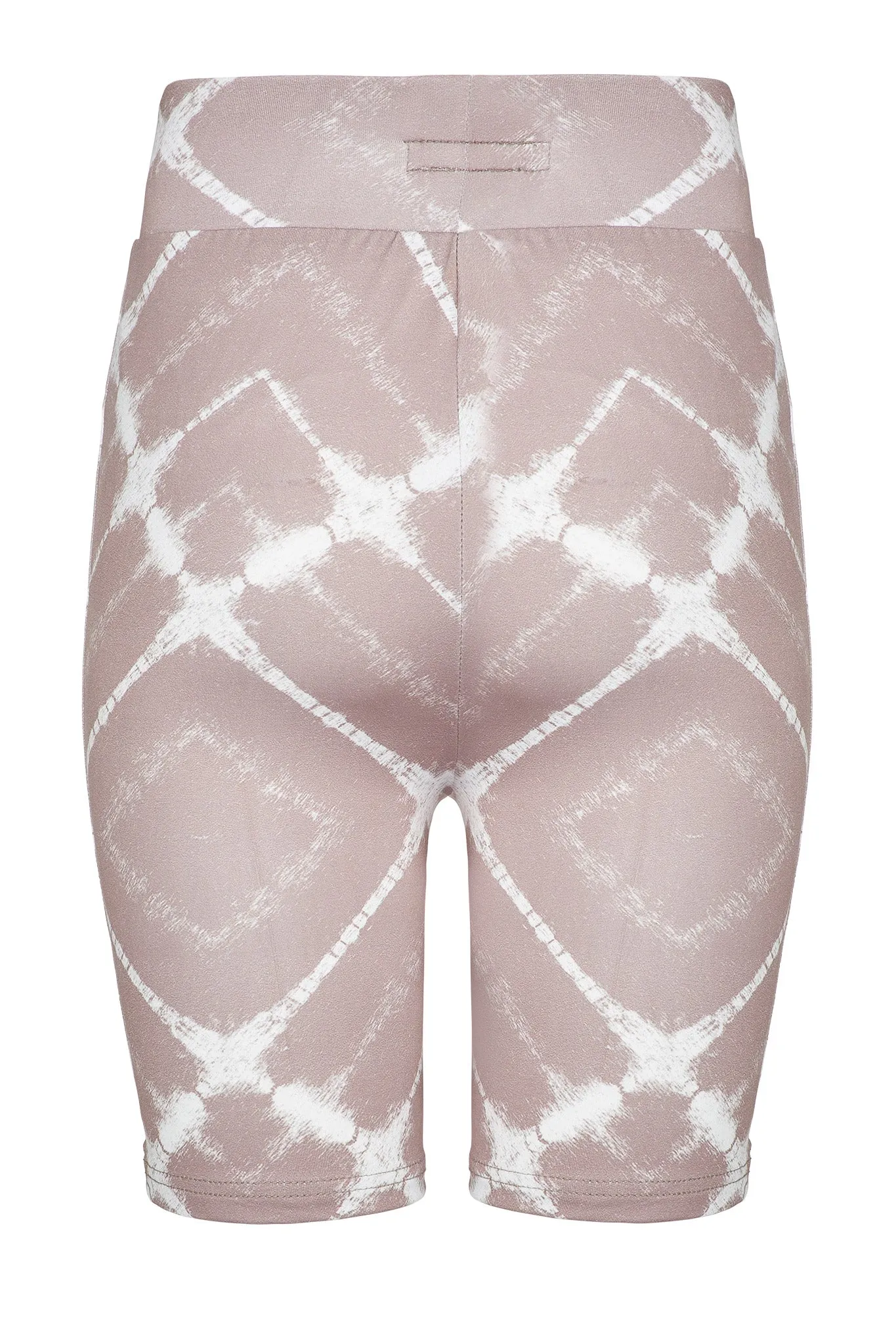 PRINTED HIGH RISE CYCLING SHORTS - TAUPE