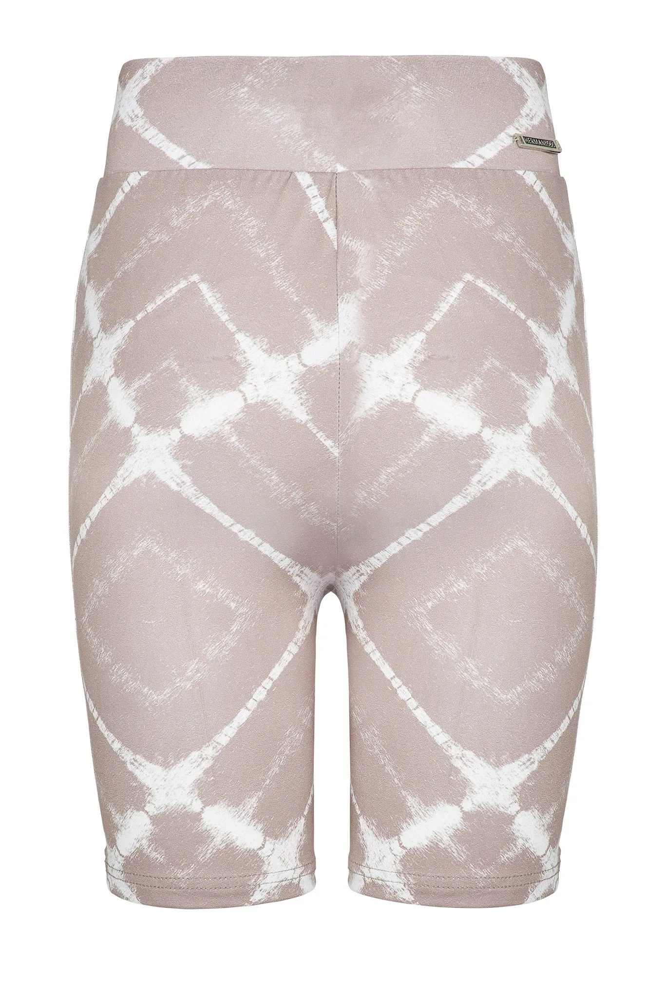 PRINTED HIGH RISE CYCLING SHORTS - TAUPE