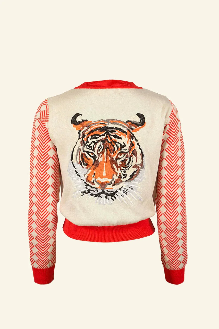 Red Large Tiger Vera Cardigan by Palava