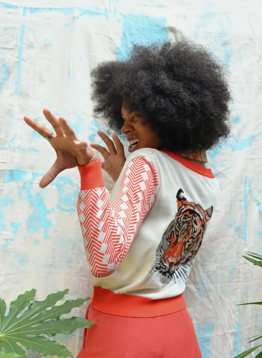 Red Large Tiger Vera Cardigan by Palava