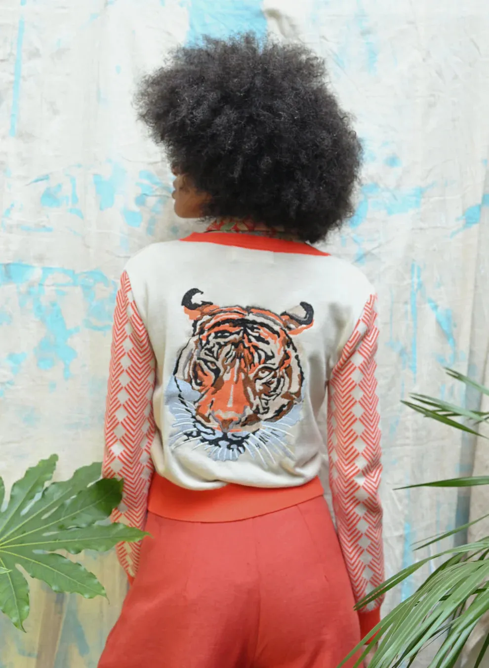 Red Large Tiger Vera Cardigan by Palava