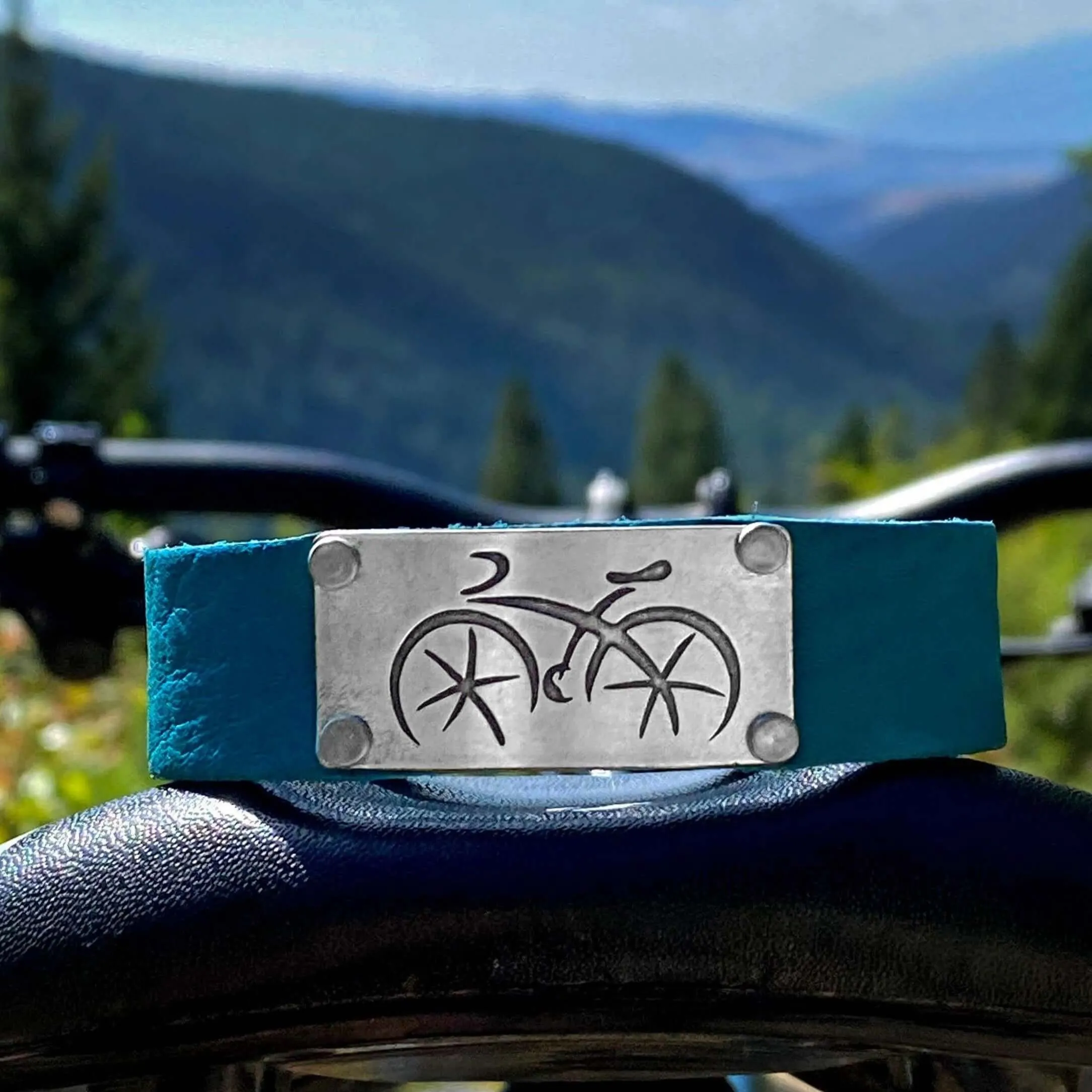 Ride, our Bicycle Leather Cuff Bracelet- for men and women
