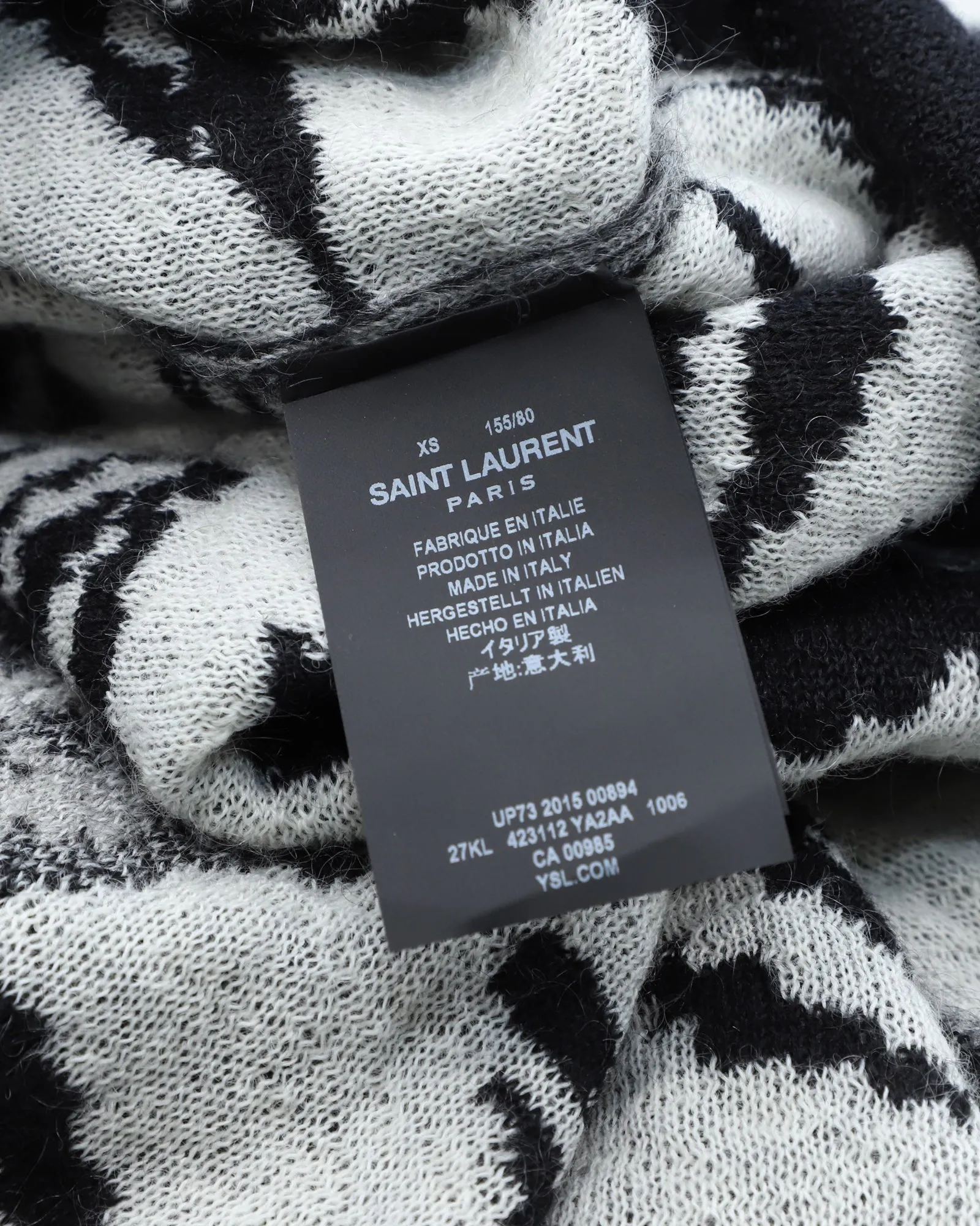 Saint Laurent Tiger Intarsia Jumper in Black Mohair