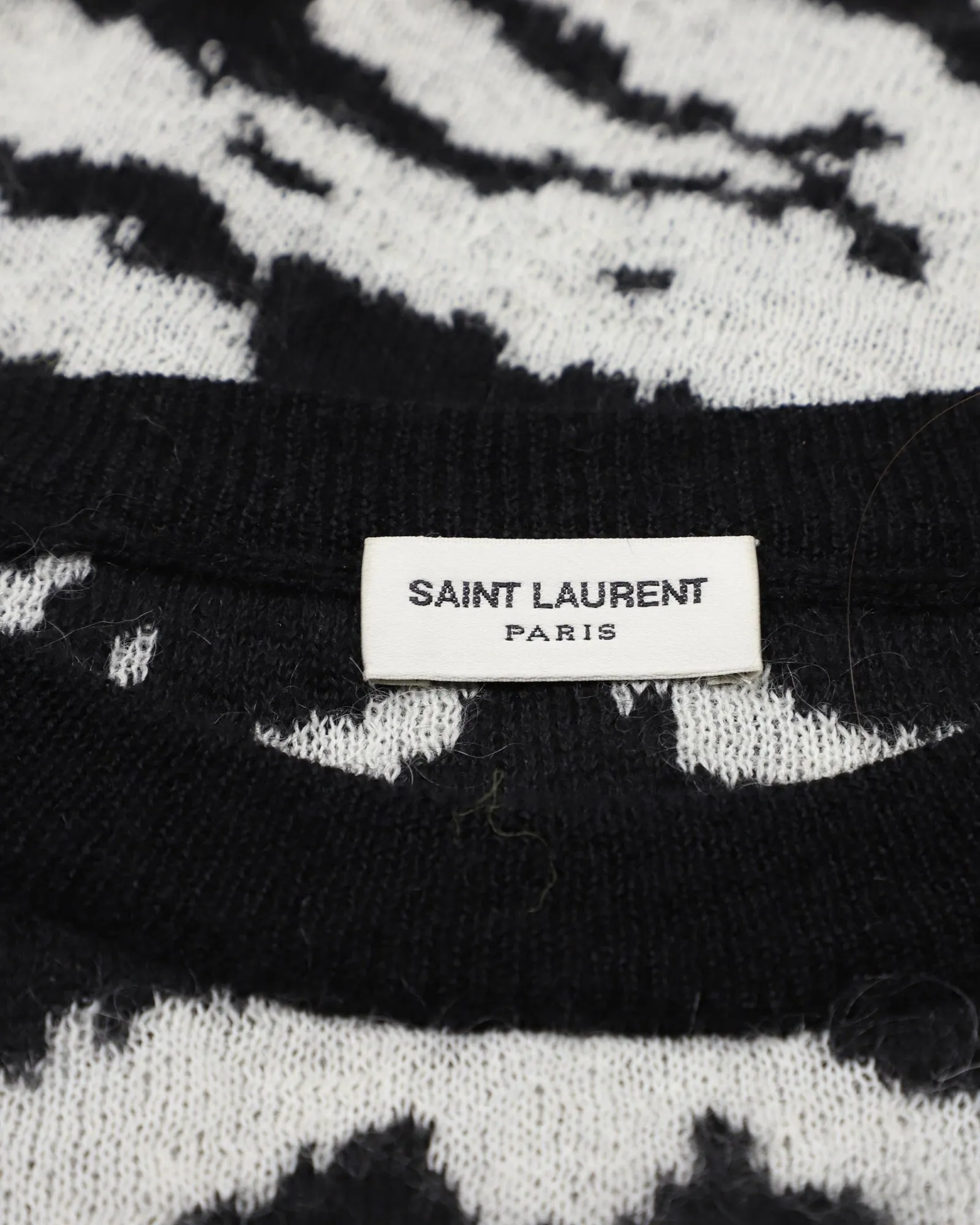 Saint Laurent Tiger Intarsia Jumper in Black Mohair