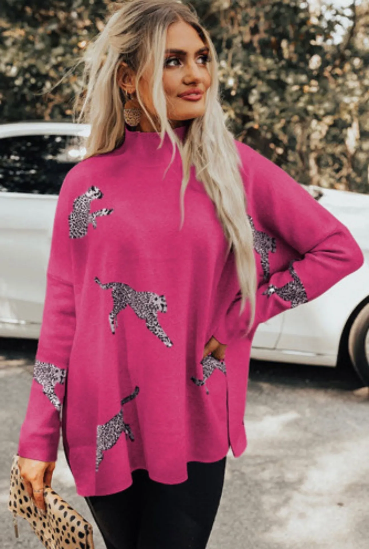Sale $10! Rose Red Lively Cheetah Sweater