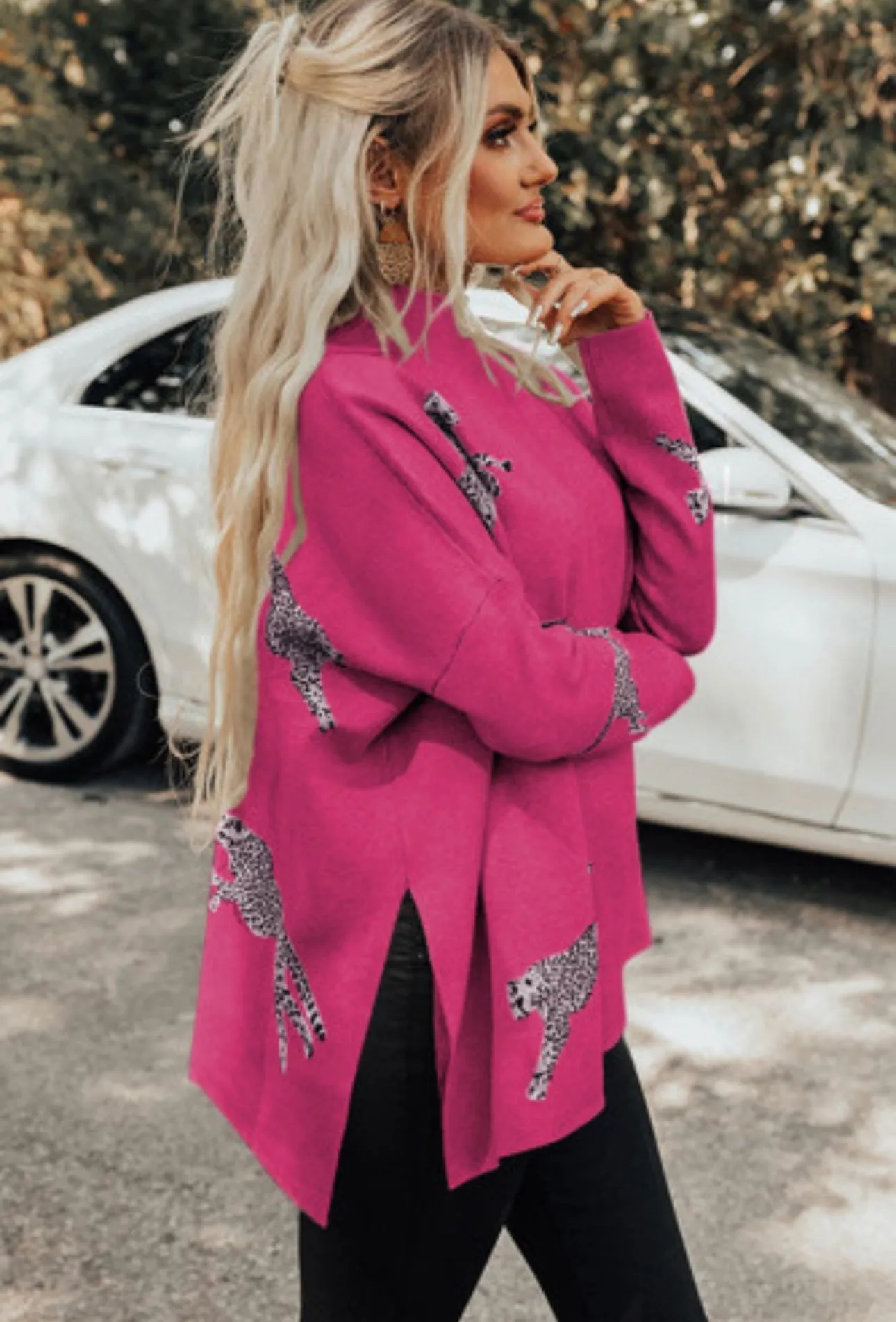 Sale $10! Rose Red Lively Cheetah Sweater
