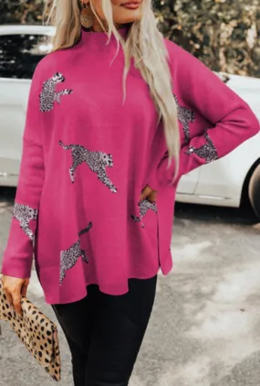 Sale $10! Rose Red Lively Cheetah Sweater