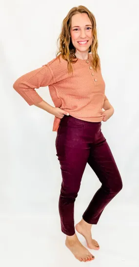 Slim-Sation by Multiples Ankle Pants in Eggplant