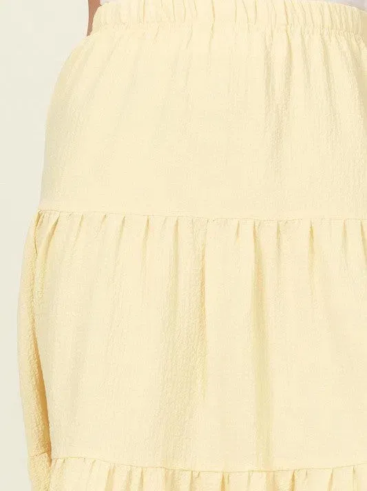 Smile Big, Laugh Often Flowy Tiered A-Line Midi Skirt