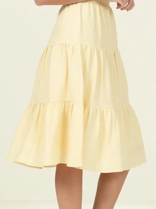 Smile Big, Laugh Often Flowy Tiered A-Line Midi Skirt