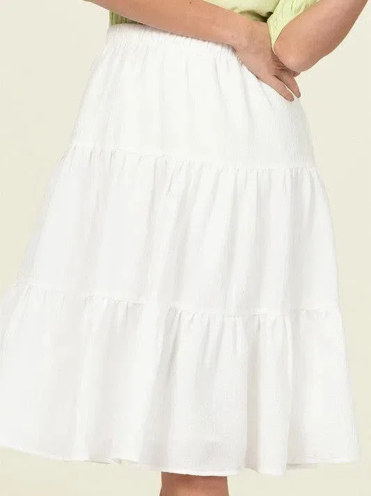 Smile Big, Laugh Often Flowy Tiered A-Line Midi Skirt
