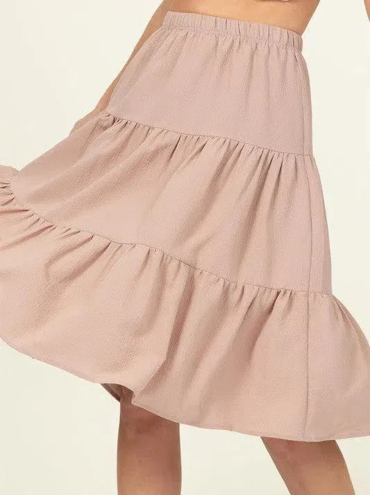 Smile Big, Laugh Often Flowy Tiered A-Line Midi Skirt