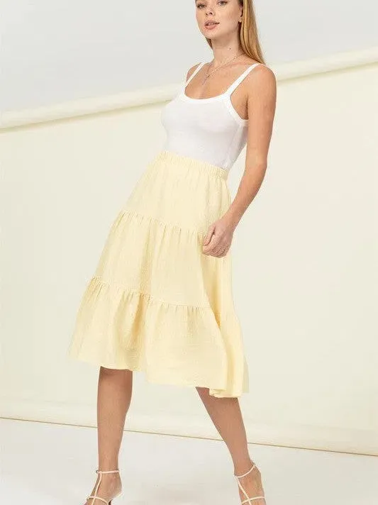 Smile Big, Laugh Often Flowy Tiered A-Line Midi Skirt