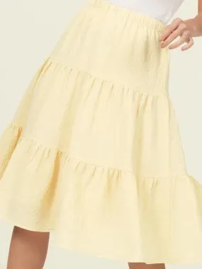 Smile Big, Laugh Often Flowy Tiered A-Line Midi Skirt