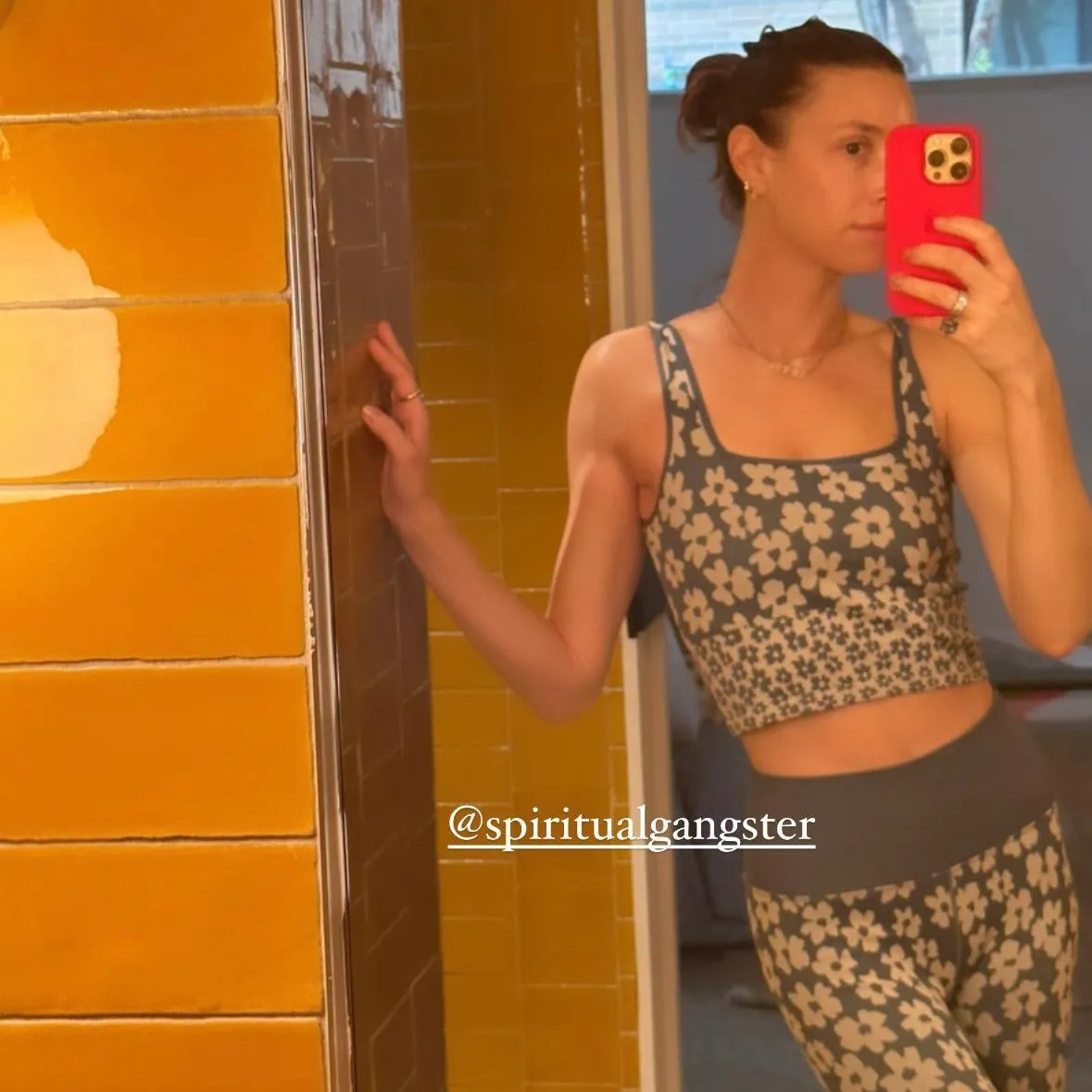 Spiritual Gangster Amara Jacquard Longline Sports Bra as seen on Whitney Port