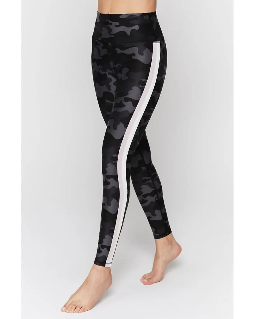 Spiritual Gangster Essential 7/8 High Waist Legging with Stripe - Womens - Black Camo Print