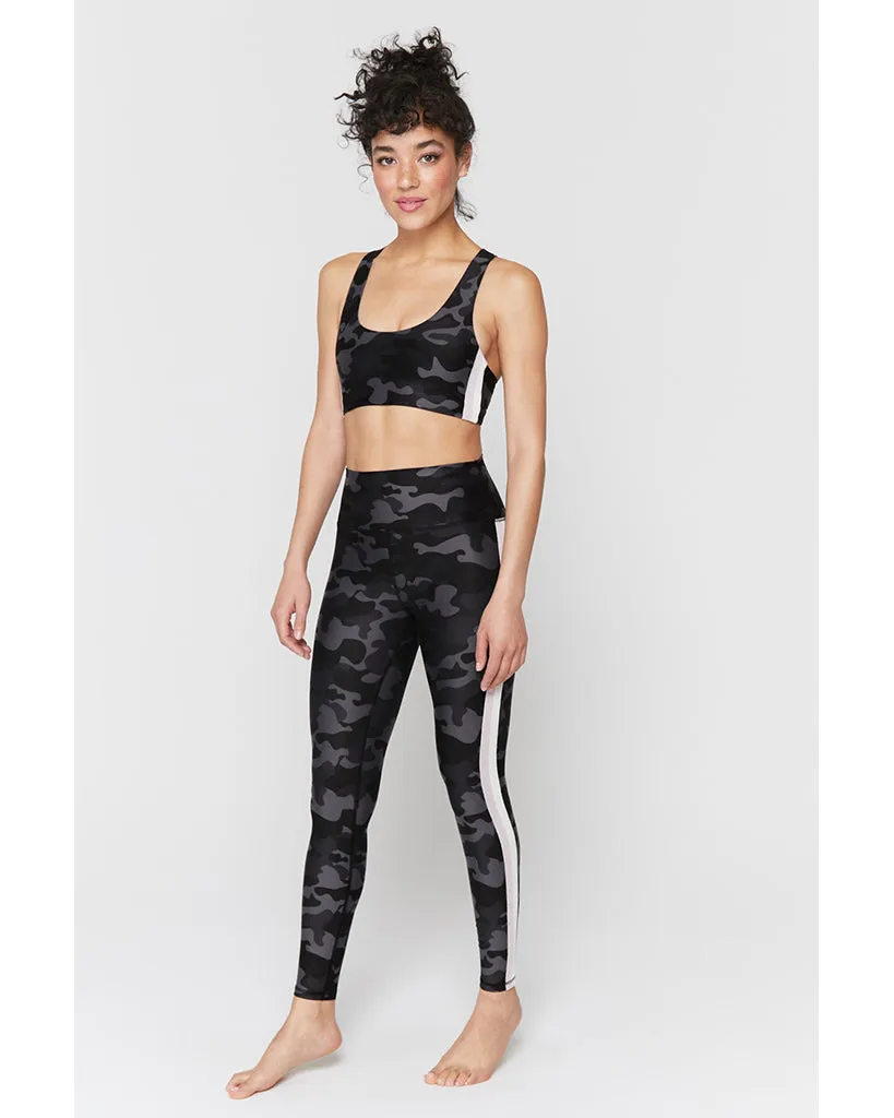 Spiritual Gangster Essential 7/8 High Waist Legging with Stripe - Womens - Black Camo Print