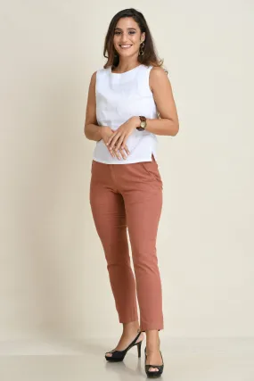 STRETCH LINEN SLIM-FIT PANTS