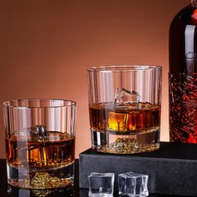 STRIPED MOUNTAIN ROUND WHISKEY GLASS - SET OF 2
