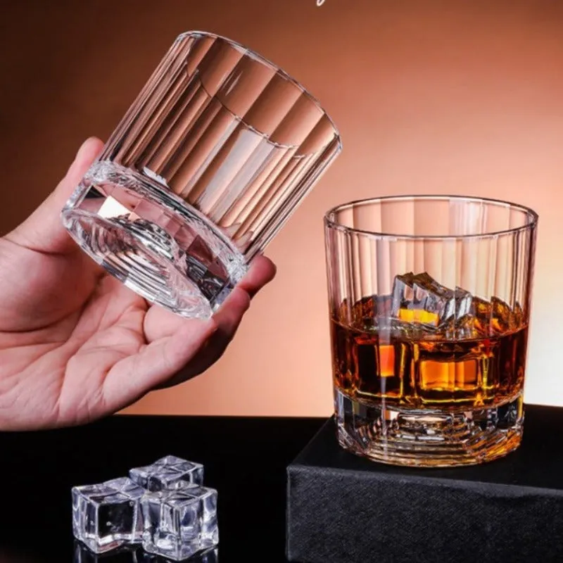STRIPED MOUNTAIN ROUND WHISKEY GLASS - SET OF 2