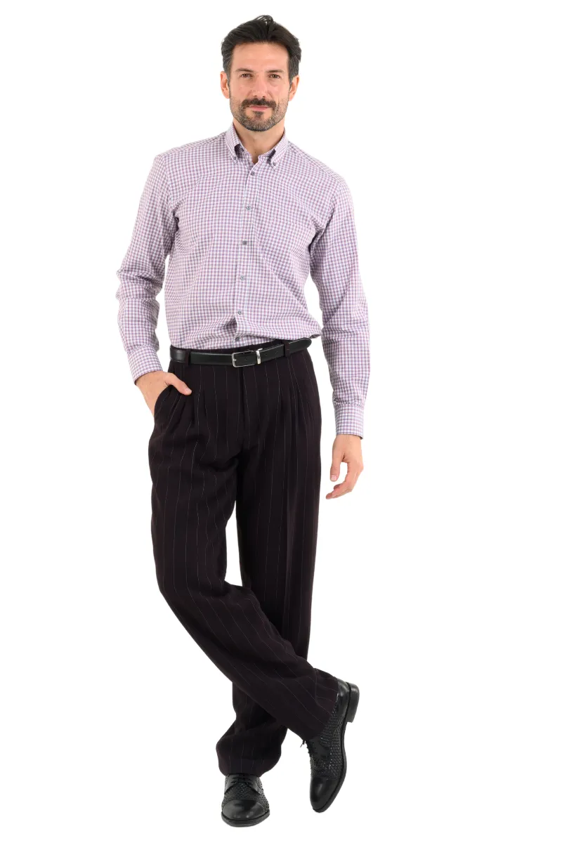 Striped Tango Pants With Four Pleats