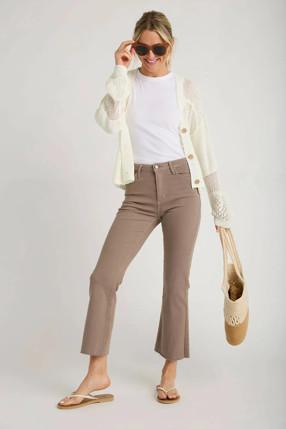Taupe Crop Kick Flair