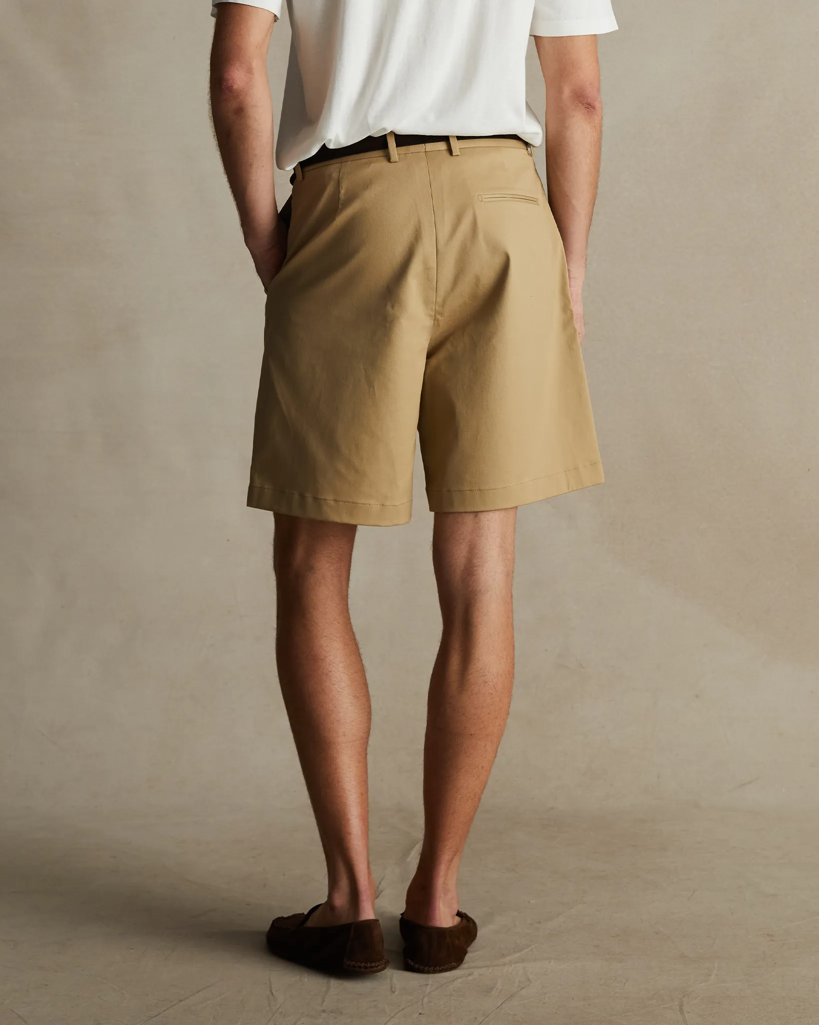 Taupe Flat Front Chino Shorts