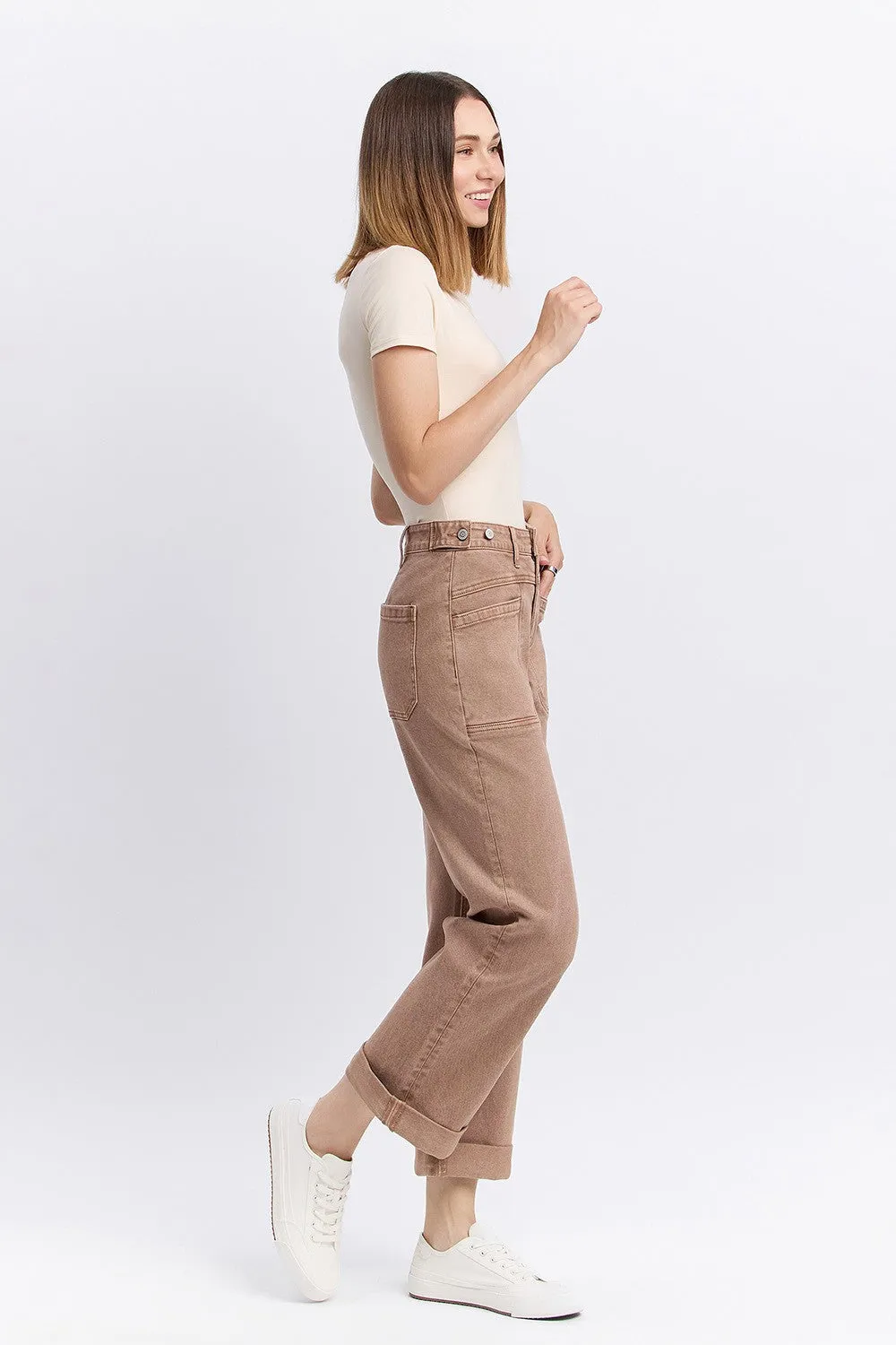 Tawny High Rise Slim Wide Leg - Warm Taupe