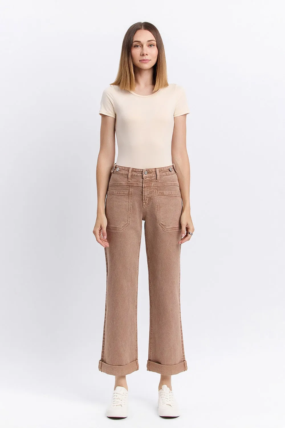 Tawny High Rise Slim Wide Leg - Warm Taupe