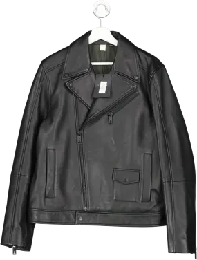 Ted Baker Black Leather Biker Jacket UK M