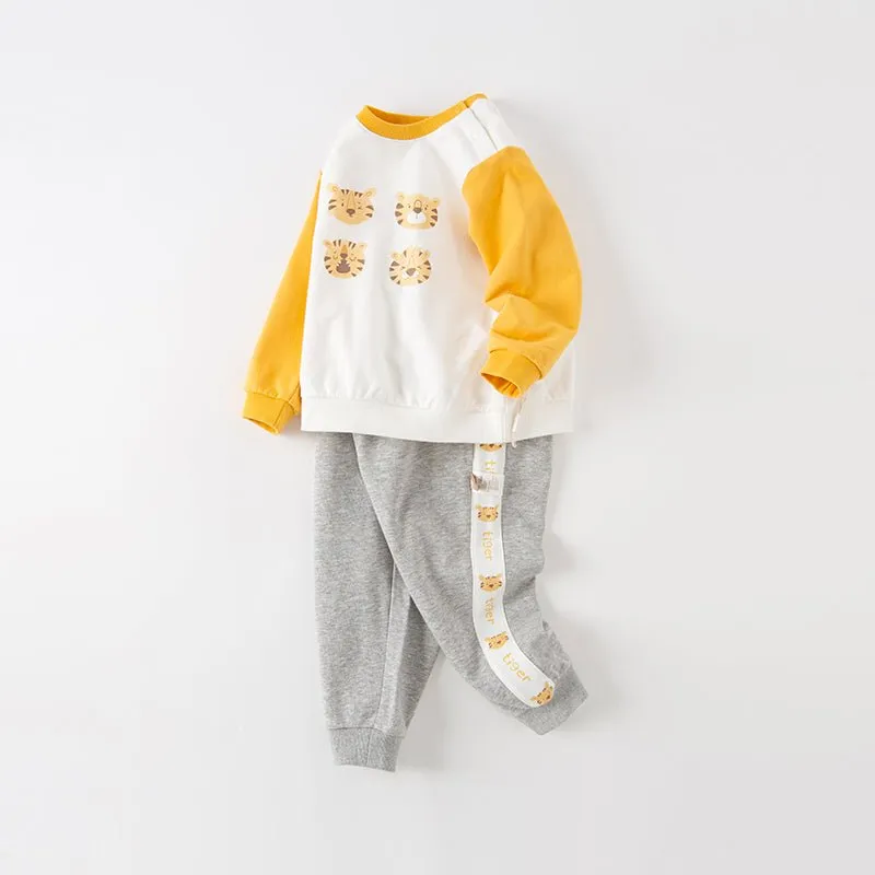 Tiger Emotion Two-piece Boy Yellow Sweater & Pants Set