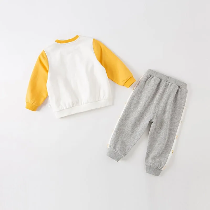 Tiger Emotion Two-piece Boy Yellow Sweater & Pants Set