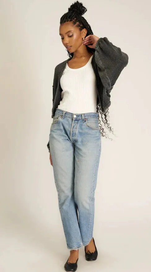 Too Cool Seamed Burnout Shrug in Black