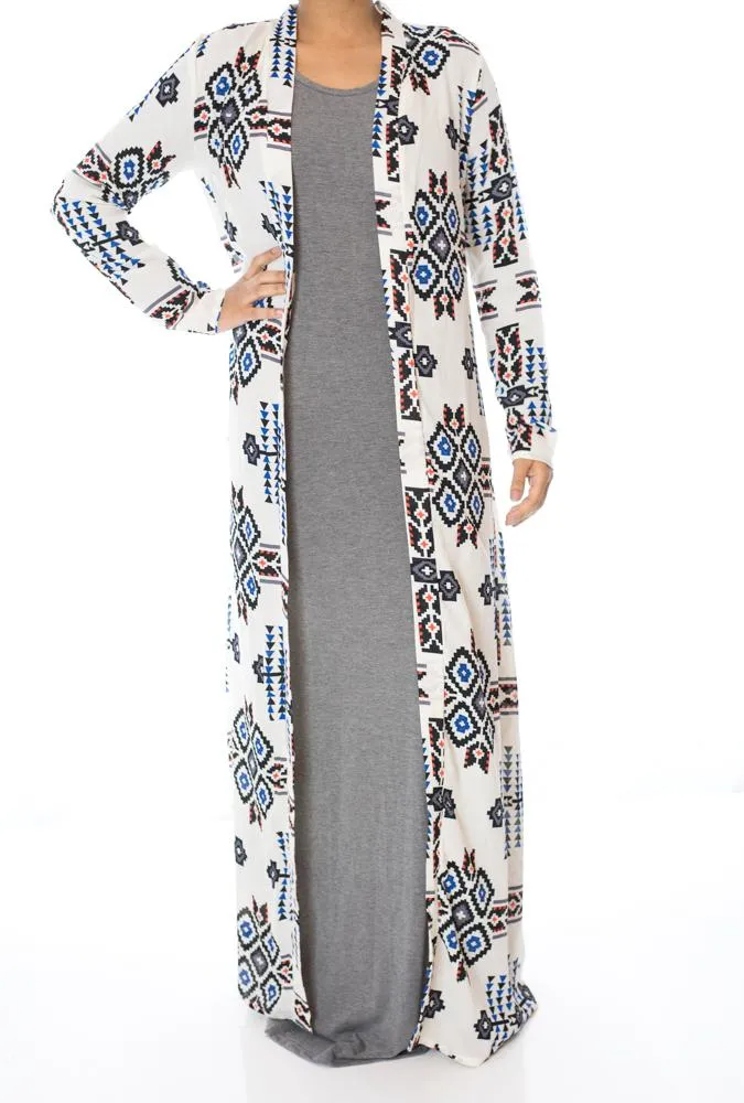 Tribal Print  Maxi Cardigan